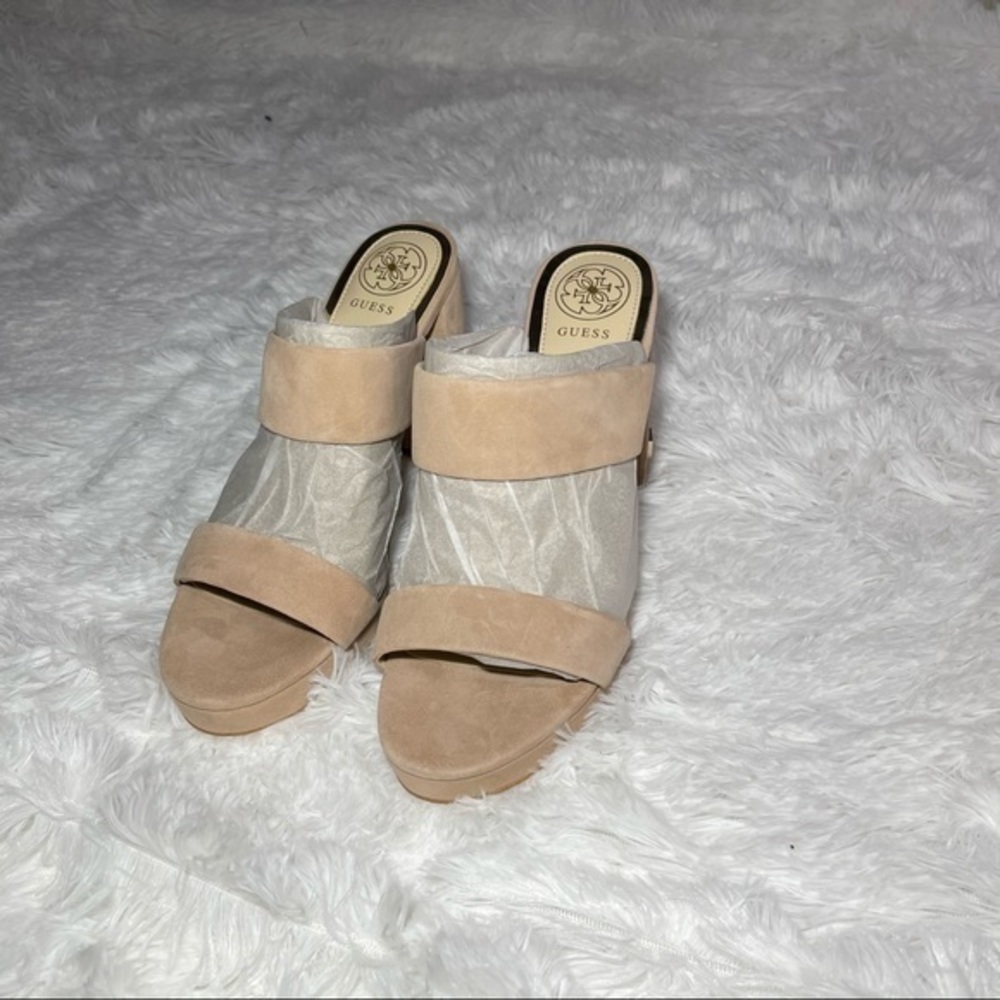 GUESS Taupe Blubell Suede Platform Slide 7.5 - Picture 2 of 16